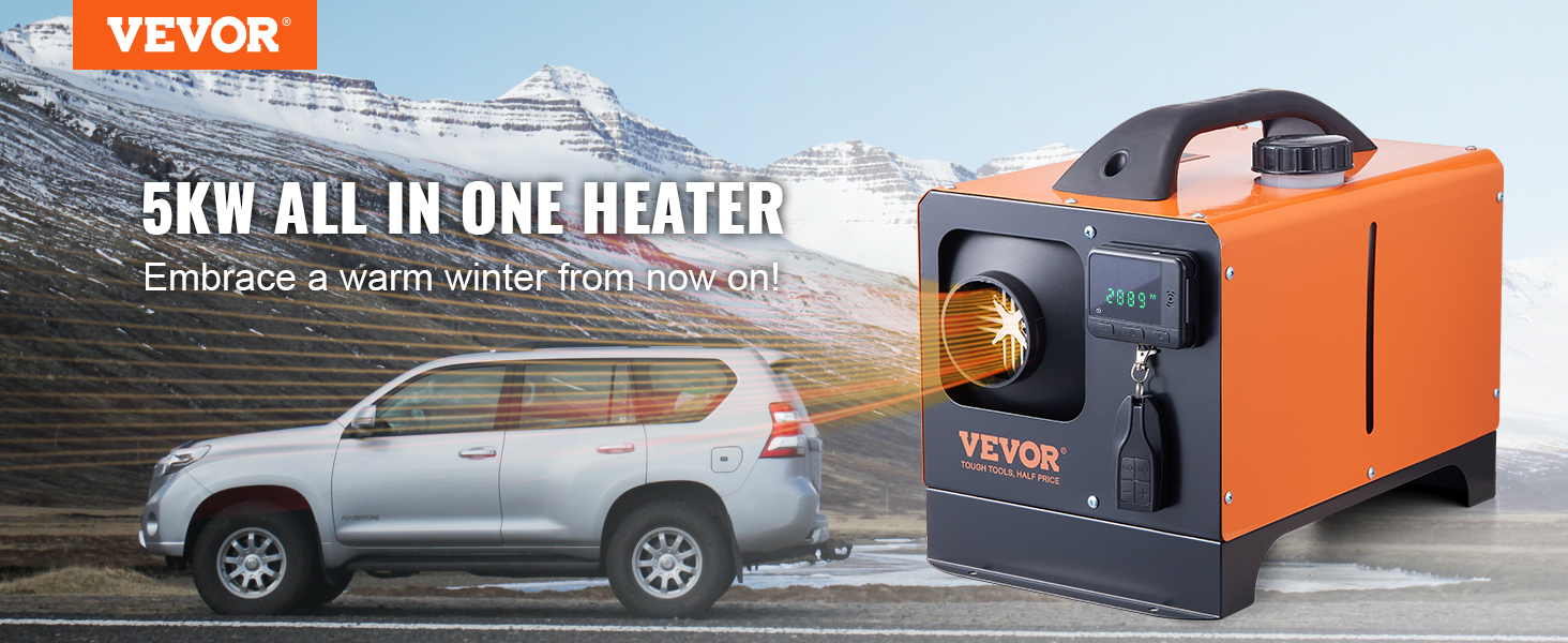 VEVOR Diesel Air Heater All-in-one 12V 5KW LCD Remote Control for Car RV  Indoors