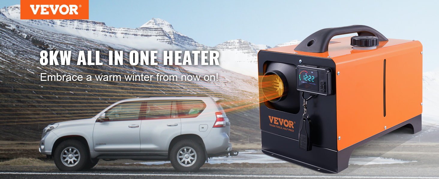 VEVOR Diesel Air Heater All-in-one 12V 8KW Bluetooth App LCD for Car RV  Indoors