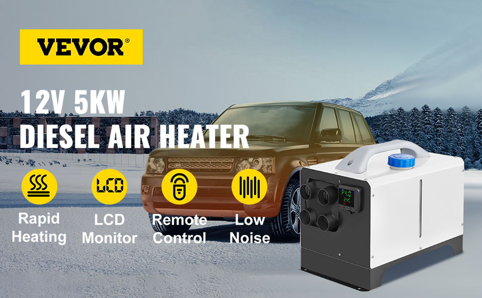 VEVOR Riscaldatore de Aria Diesel All-in-One per Auto Camper Camion RV 12V  5KW Temperatura Regolabile 8-36 Controllo Bluetooth Riscaldatore da  Parcheggio per Auto Consumo di Carburante 016-052L/h