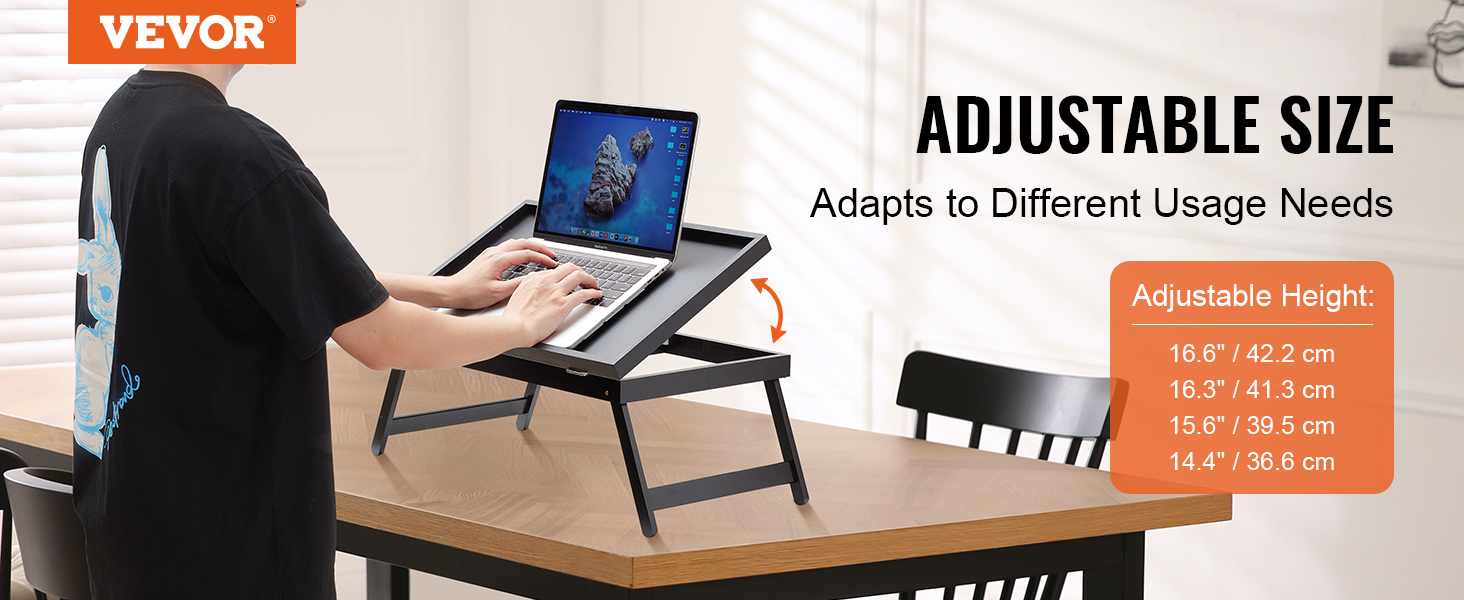  Mesa plegable de madera para laptop, soporte ajustable para  monitor, escritorio multifuncional para cama, portátil, bandeja de cama,  mesa a : Electrónica