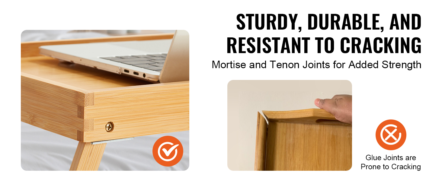VEVOR – plateau de lit en bambou, Table de service pour petit déjeuner,  bureau d'ordinateur portable avec pieds pliables