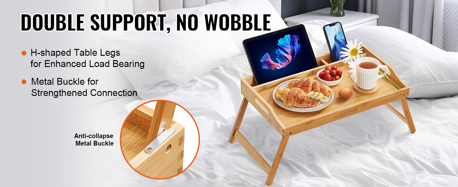 Home-It Bed Table Tray with Folding Legs - Breakfast Tray Bamboo Bed Tray  for Sofa, Bed, Eating, Snacking and Working