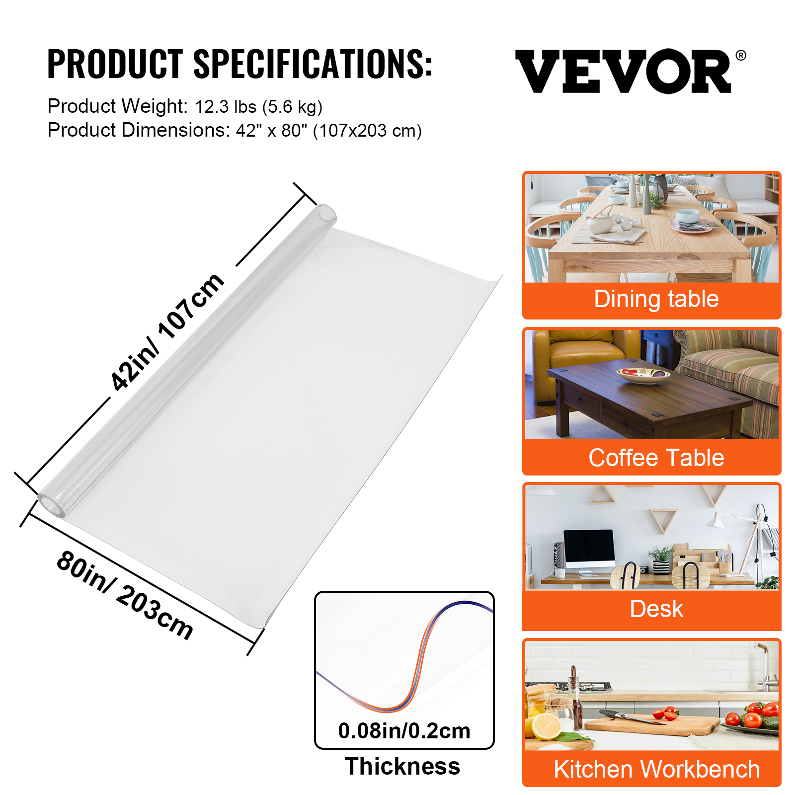 PVC Tablecloth Protector Table Cover 1.5/2mm Plastic Water Transparent - Picture 57 of 98