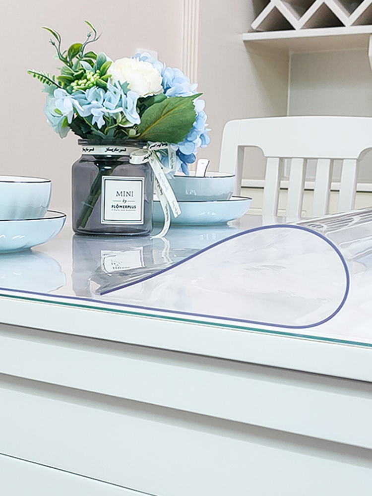 Protector de mantel transparente personalizado, 100% impermeable, cubierta  de plástico transparente para mesa de comedor, vinilo resistente