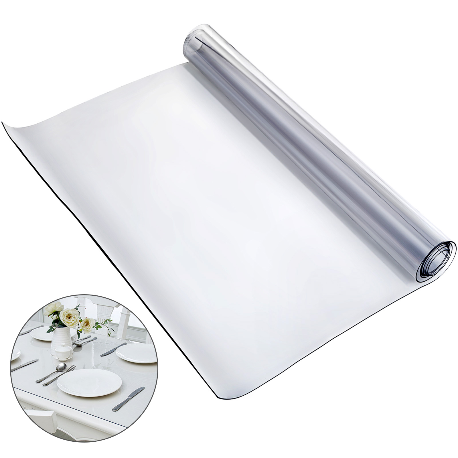VEVOR Tovaglia In Plastica Trasparente 91x137 Cm – Proteggi Tavolo In PVC 1,5 Mm, Impermeabile E Facile Da Pulire