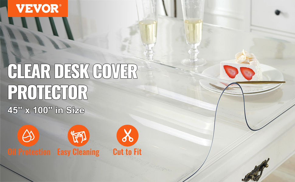 VEVOR VEVOR - Protector de mesa transparente de 72 x 46 pulgadas, 0.059 in  de grosor, protector de escritorio transparente, protector de mesa de  mantel de plástico para mesa de comedor
