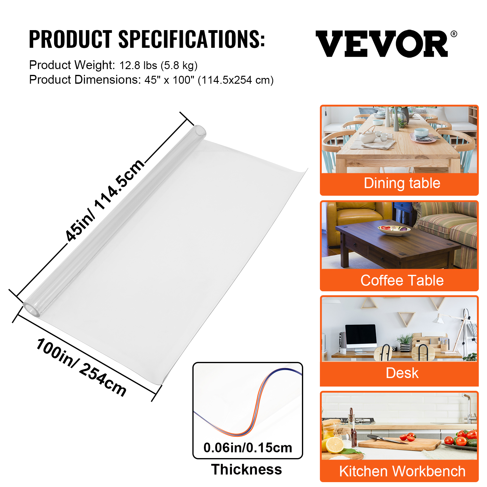 PVC Tablecloth Protector Table Cover 1.5/2mm Plastic Water Transparent - Picture 45 of 98