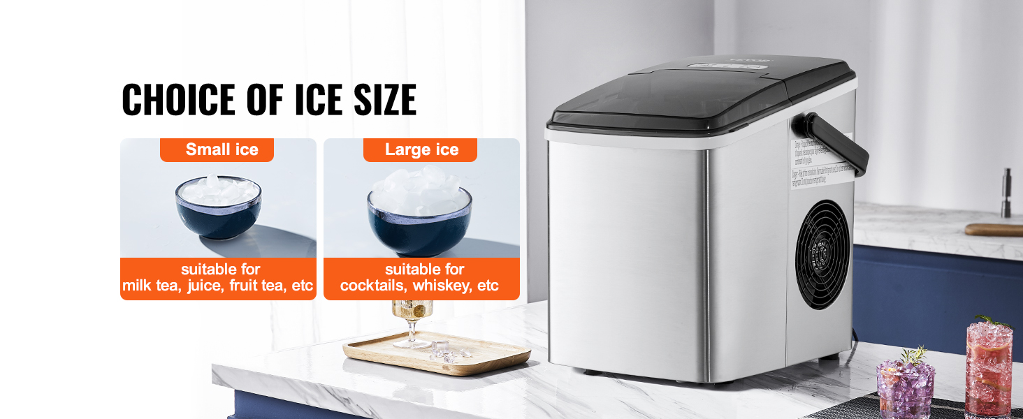 Portable Countertop Ice Maker – 26lbs/Day, 9 Cubes In 2 Sizes, Self-Cleaning