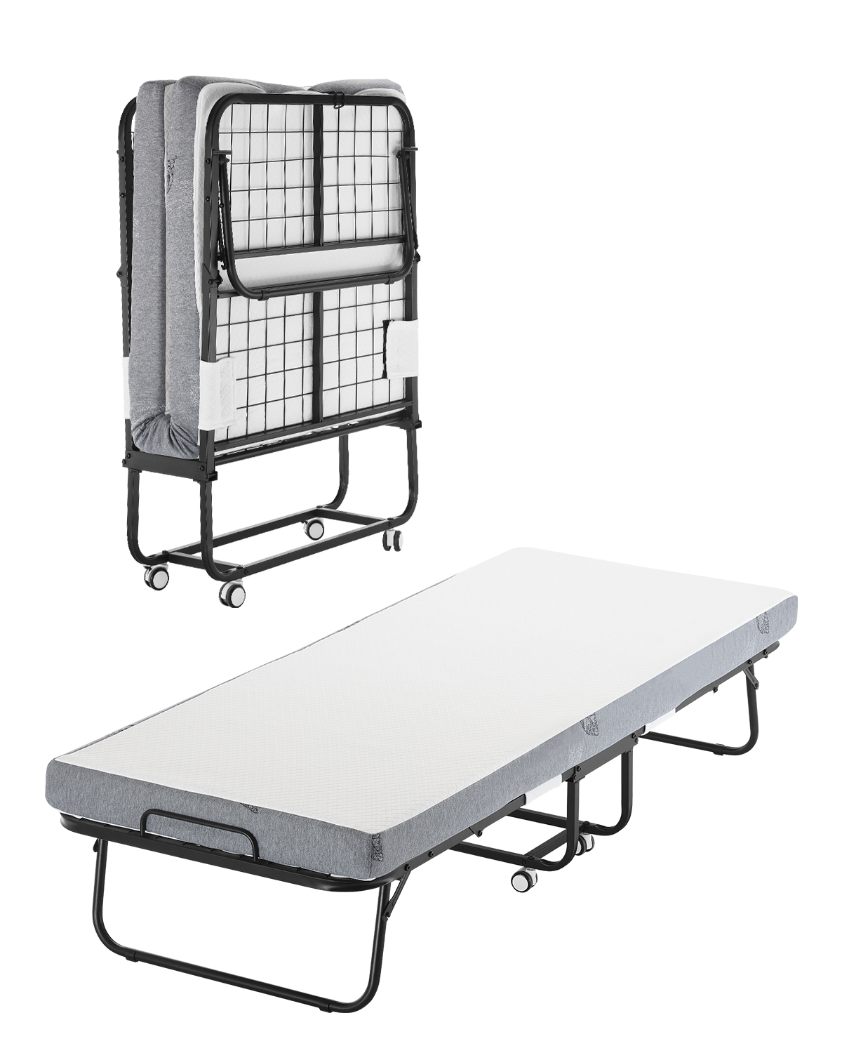 Rollaway Bed Folding Bed with 4/5 inches Foam Mattress for Adults and Guest - Picture 25 of 60