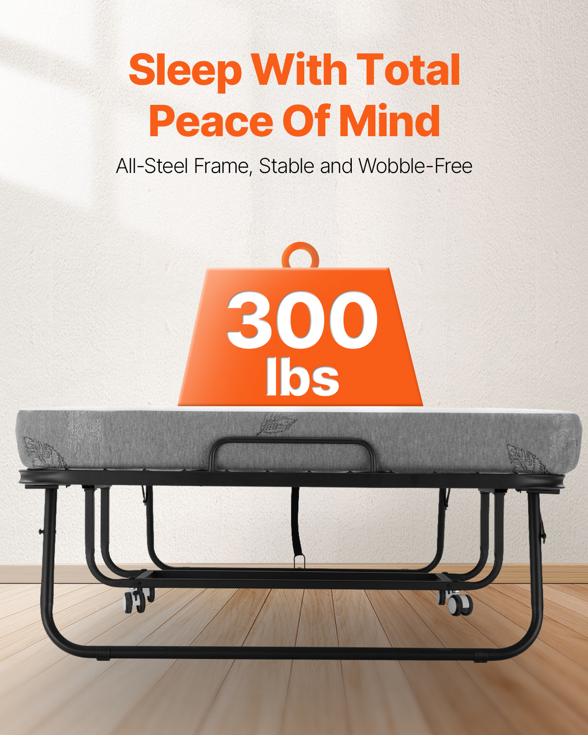 Rollaway Bed Folding Bed with 4/5 inches Foam Mattress for Adults and Guest - Picture 15 of 60