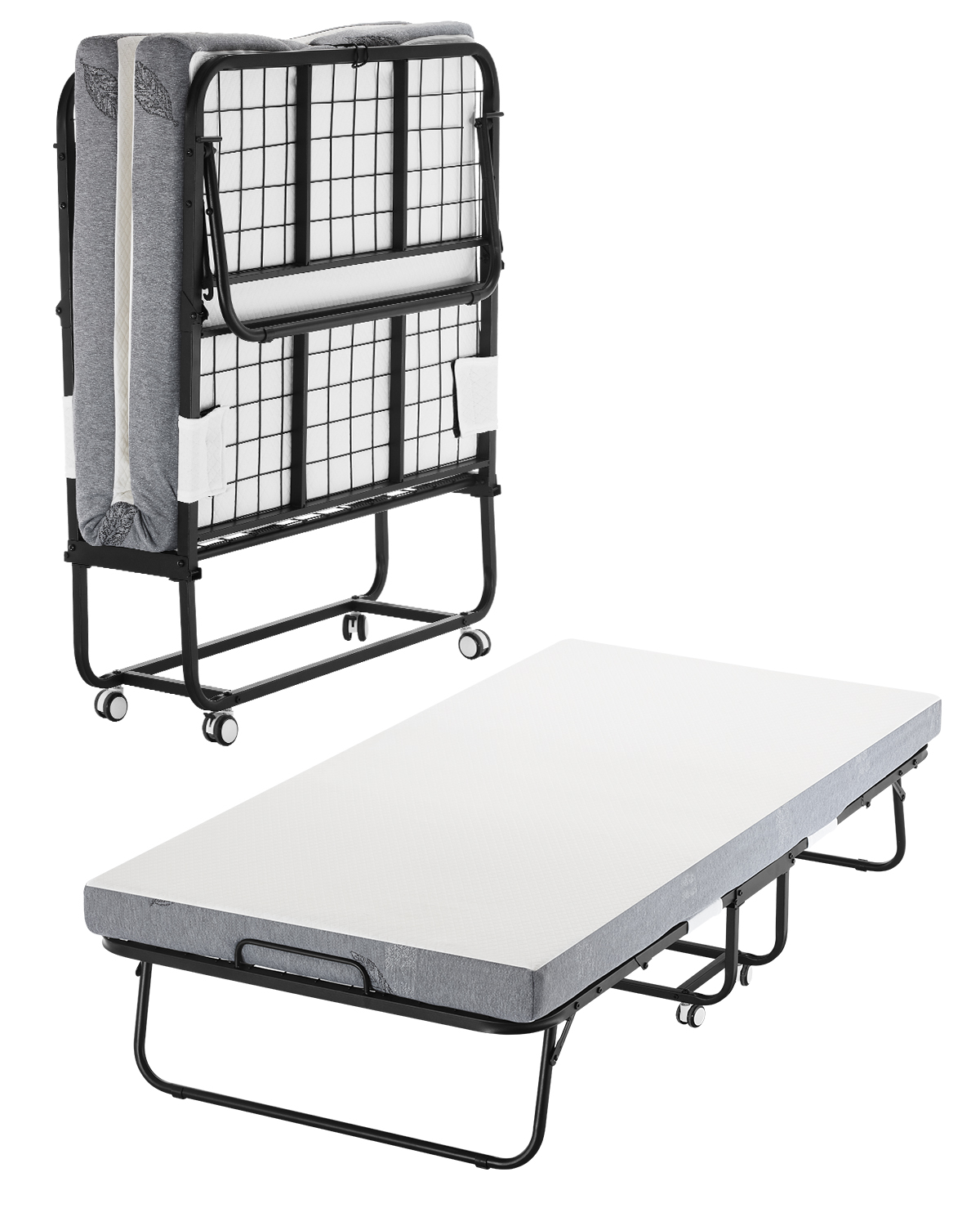 Rollaway Bed Folding Bed with 4/5 inches Foam Mattress for Adults and Guest - Picture 13 of 60