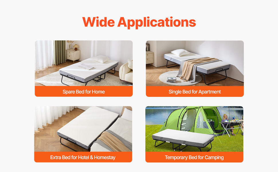 Rollaway Bed Folding Bed with 5 in Foam Mattress for Adults and Guest ...