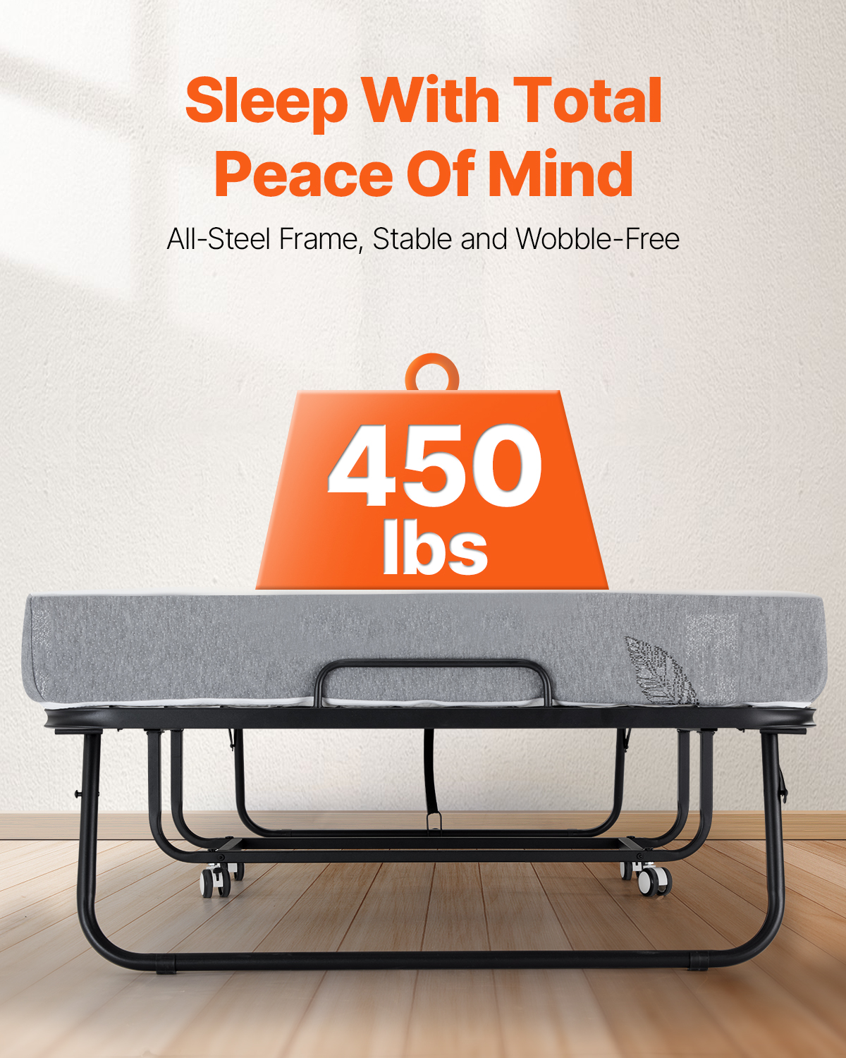 Rollaway Bed Folding Bed with 4/5 inches Foam Mattress for Adults and Guest - Picture 51 of 60