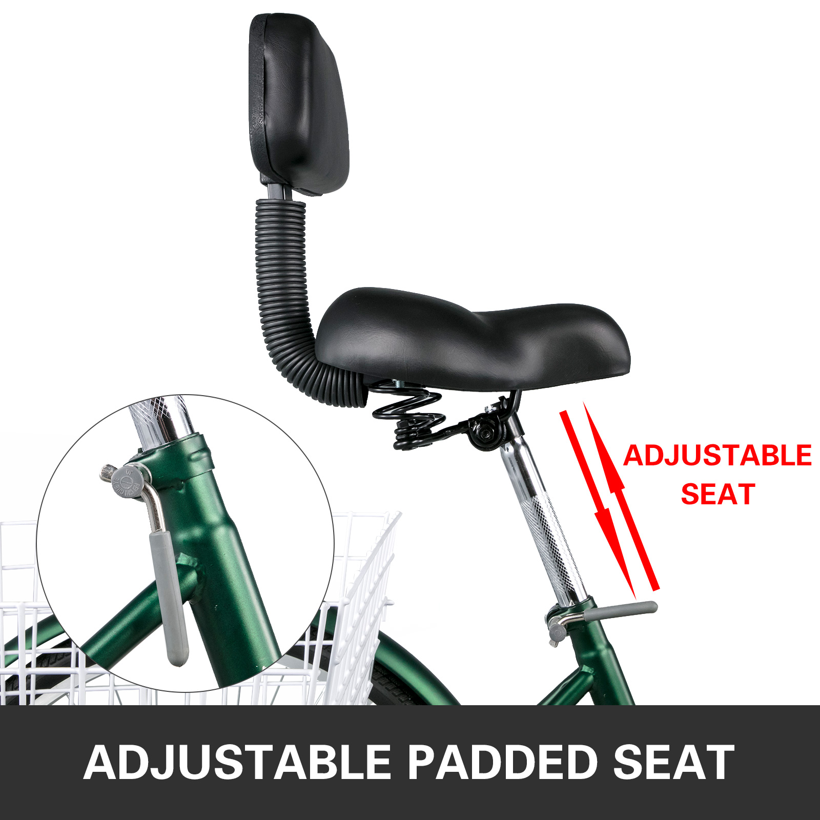 VEVOR Tricycle Adult 24’’ Wheels Adult Tricycle 1-Speed 3 Wheel Bikes For Adults Three Wheel Bike For Adults Adult Trike Adult Folding Tricycle Foldable Adult Tricycle 3 Wheel Bike Trike For Adults