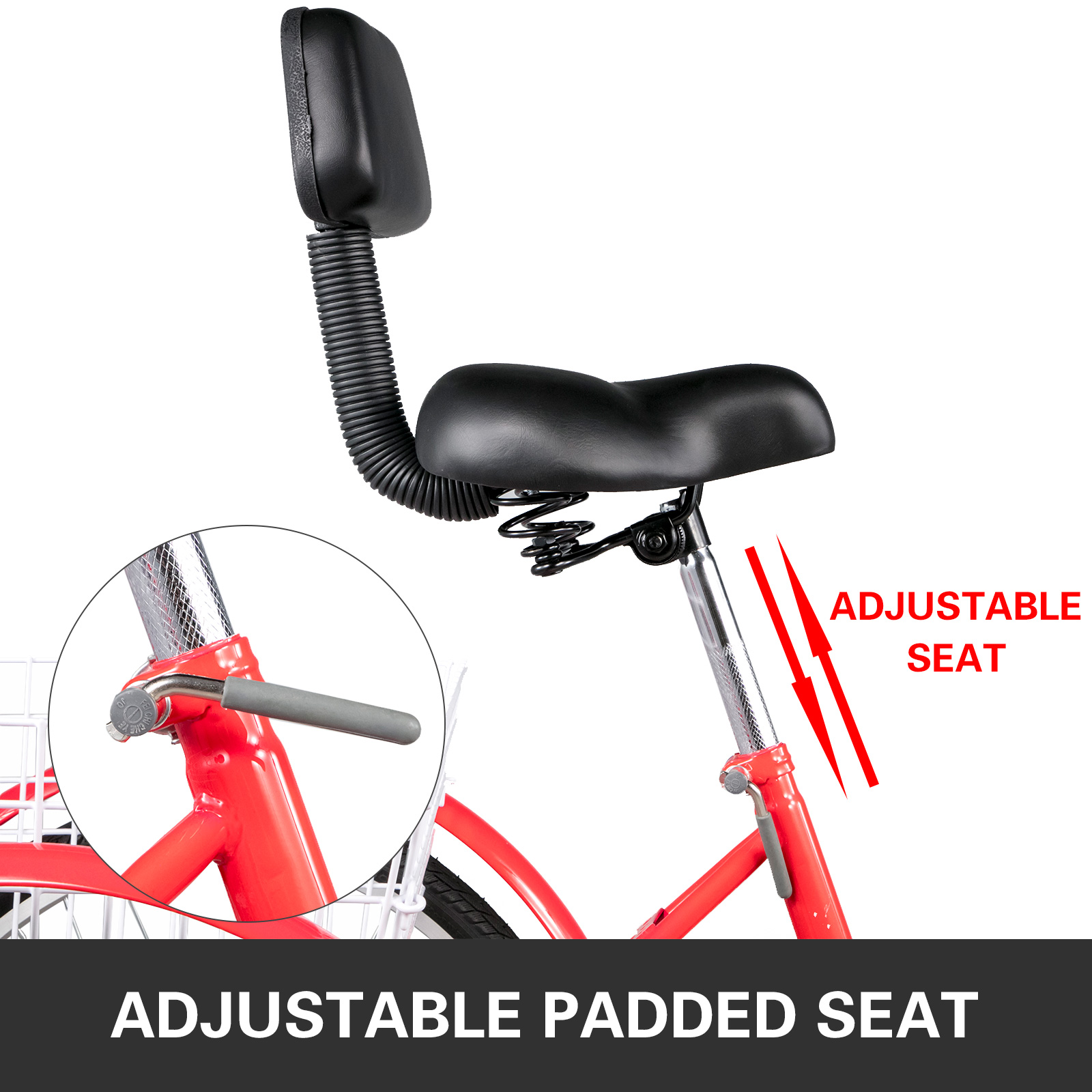 VEVOR Tricycle Adult 24’’ Wheels Adult Tricycle 1-Speed 3 Wheel Bikes For Adults Three Wheel Bike For Adults Adult Trike Adult Folding Tricycle Foldable Adult Tricycle 3 Wheel Bike Trike For Adults 
