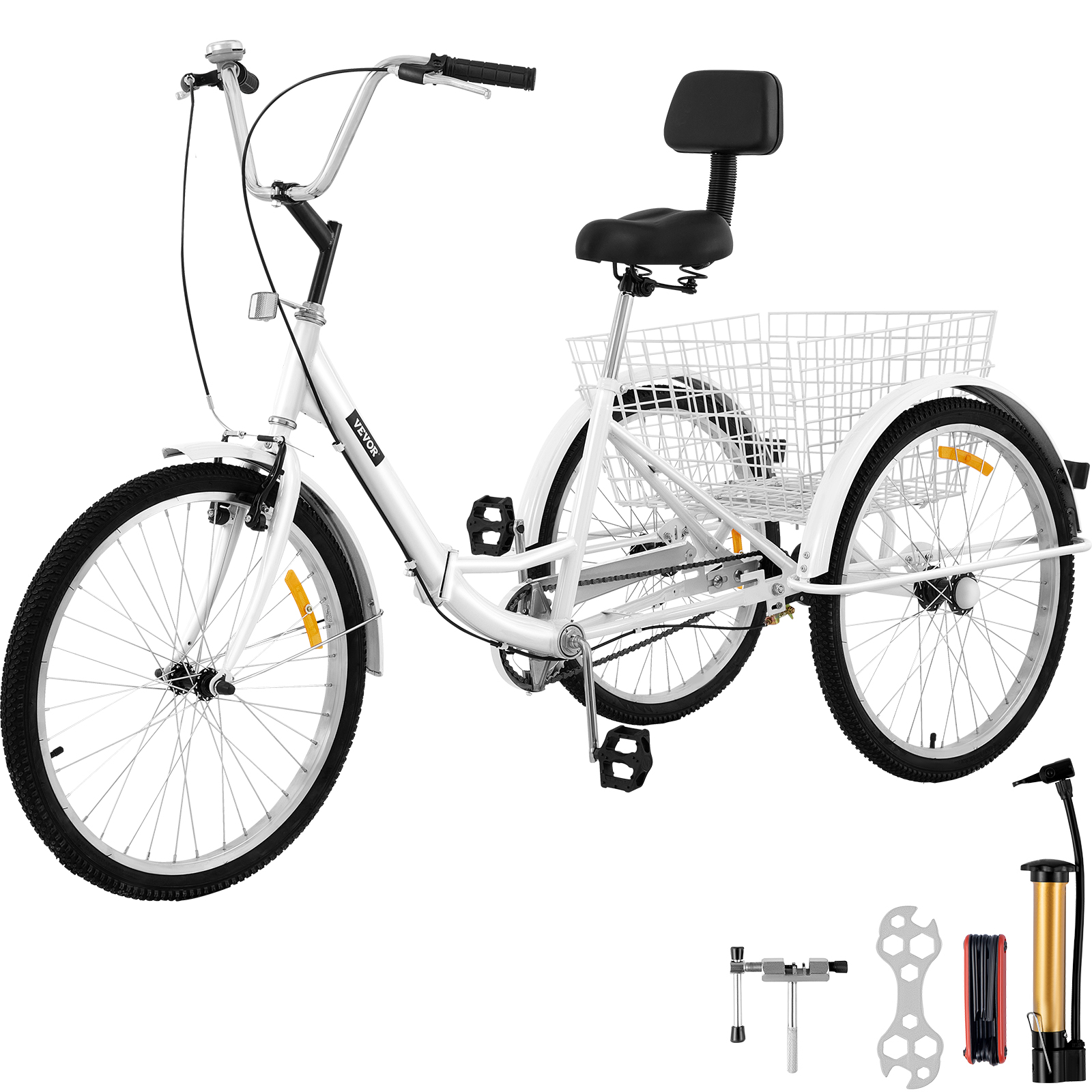 Triciclo plegable adulto 24'' ruedas triciclo adulto 1 velocidad 3