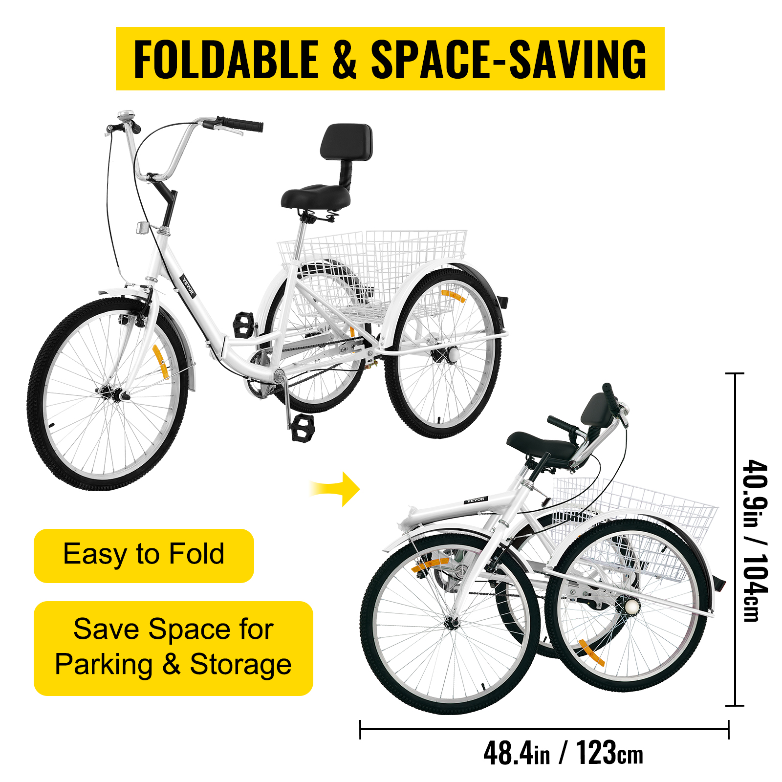 Triciclo adulto ruedas 24 cuadro plegable 6 velocidades - BuyTricycle