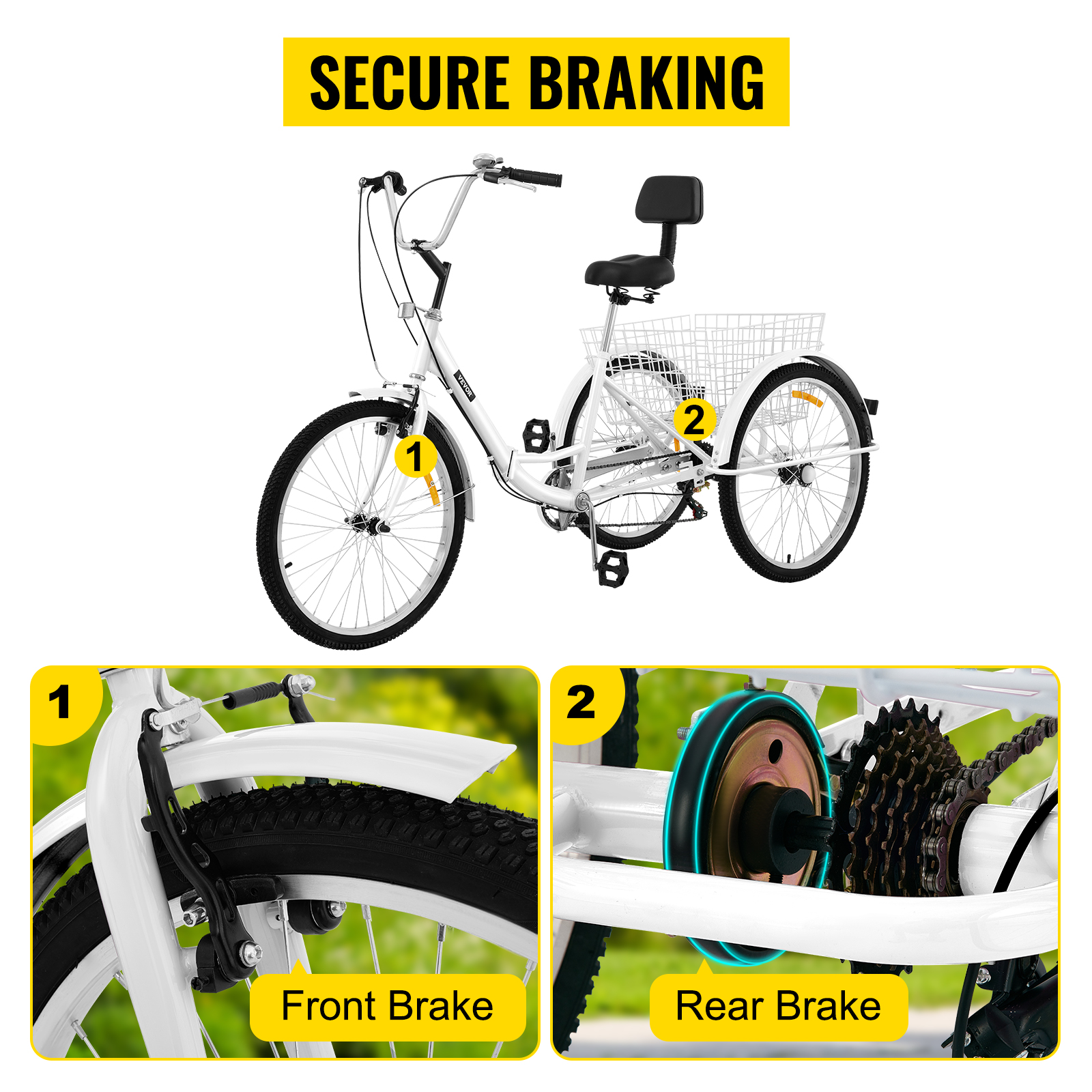 Triciclo para adultos, triciclo para bicicletas de 3 ruedas para adultos,  triciclo para adultos de 20 pulgadas, carga de tres ruedas de una sola
