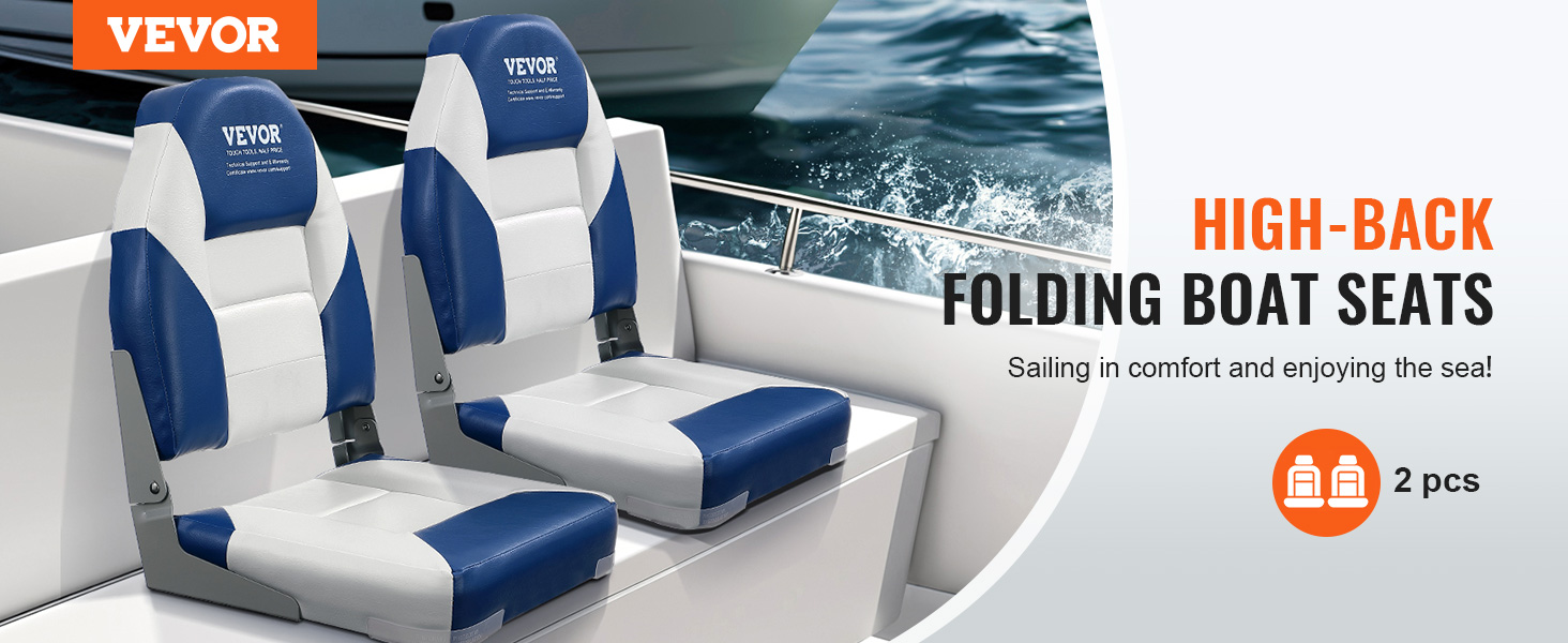 VEVOR Boat Seat Low Back Fold-Down Fishing Boat Seat Chair with Sponge  Padding