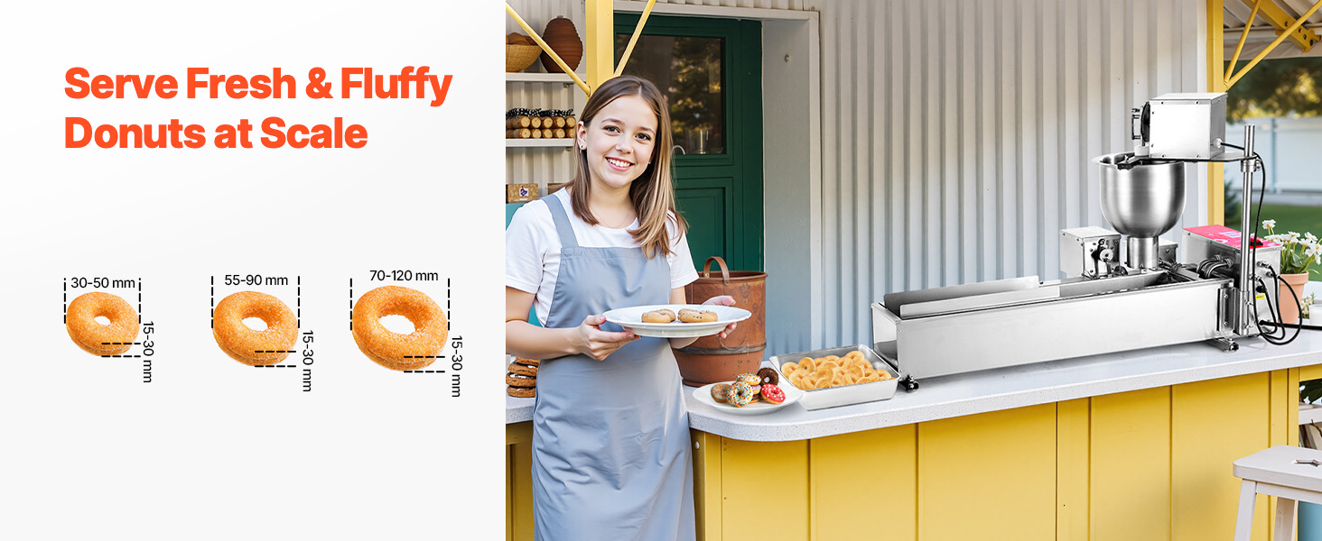 Machine à Beignets Automatique Professionnelle - Friteuse électrique 3000W, 90 Pièces/heure - Acier Inoxydable, 3 Tailles De Moules