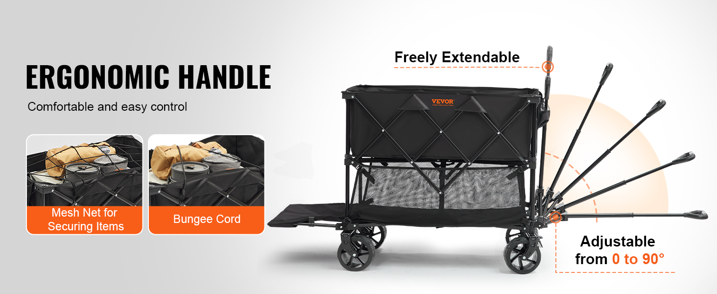 VEVOR Foldable Double Decker Wagon, 400L Collapsible Wagon Cart