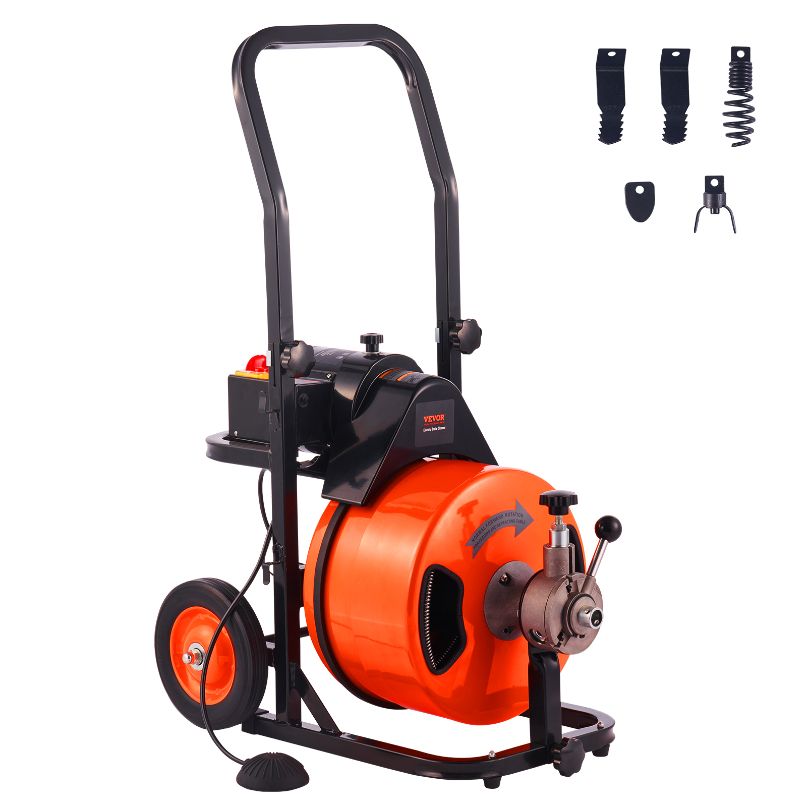 Drain Cleaner Machine,100 FT x 1/2 In,with 4 Cutters