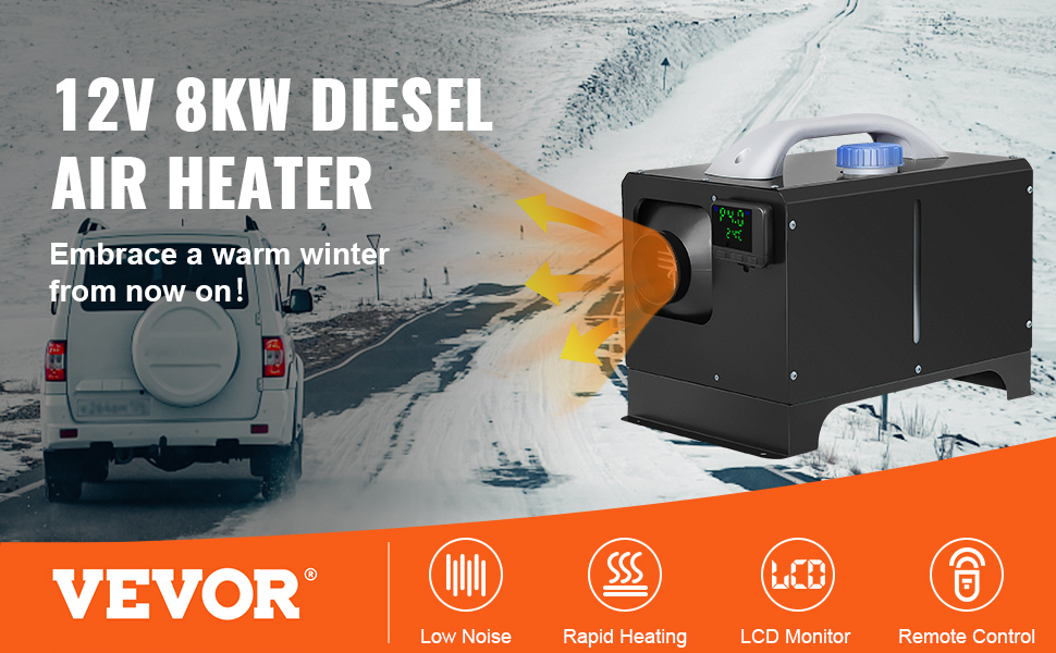 VEVOR Diesel Air Heater 8KW, All in One 12V Truck Heater, Parking