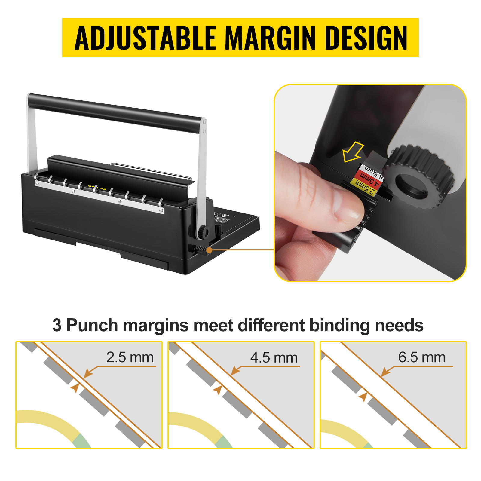 34 Square Hole Handle Manual Binding Machine Paper Punching Binder Office 
