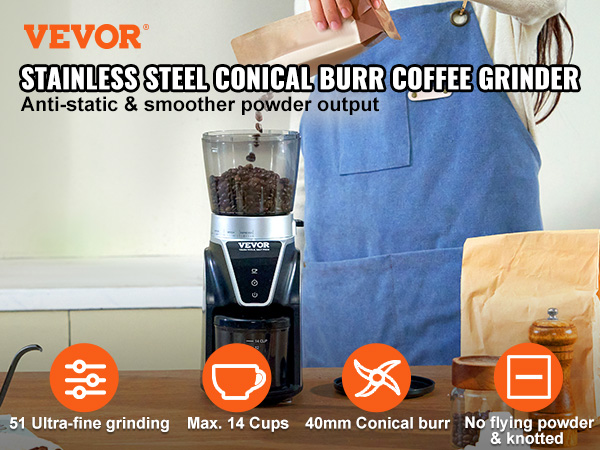 Adjustable Burr Mill Coffee Bean Grinder With 31 Grind Settings
