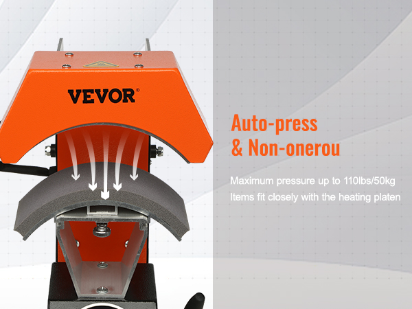 VEVOR 3-in-1 Auto Hat Heat Press with 3pcs Interchangeable Platens(6.6 x  2.7, 6.6 x 3.8, 6.1 x 3), Automatic Release&Press Knob-Style Digital
