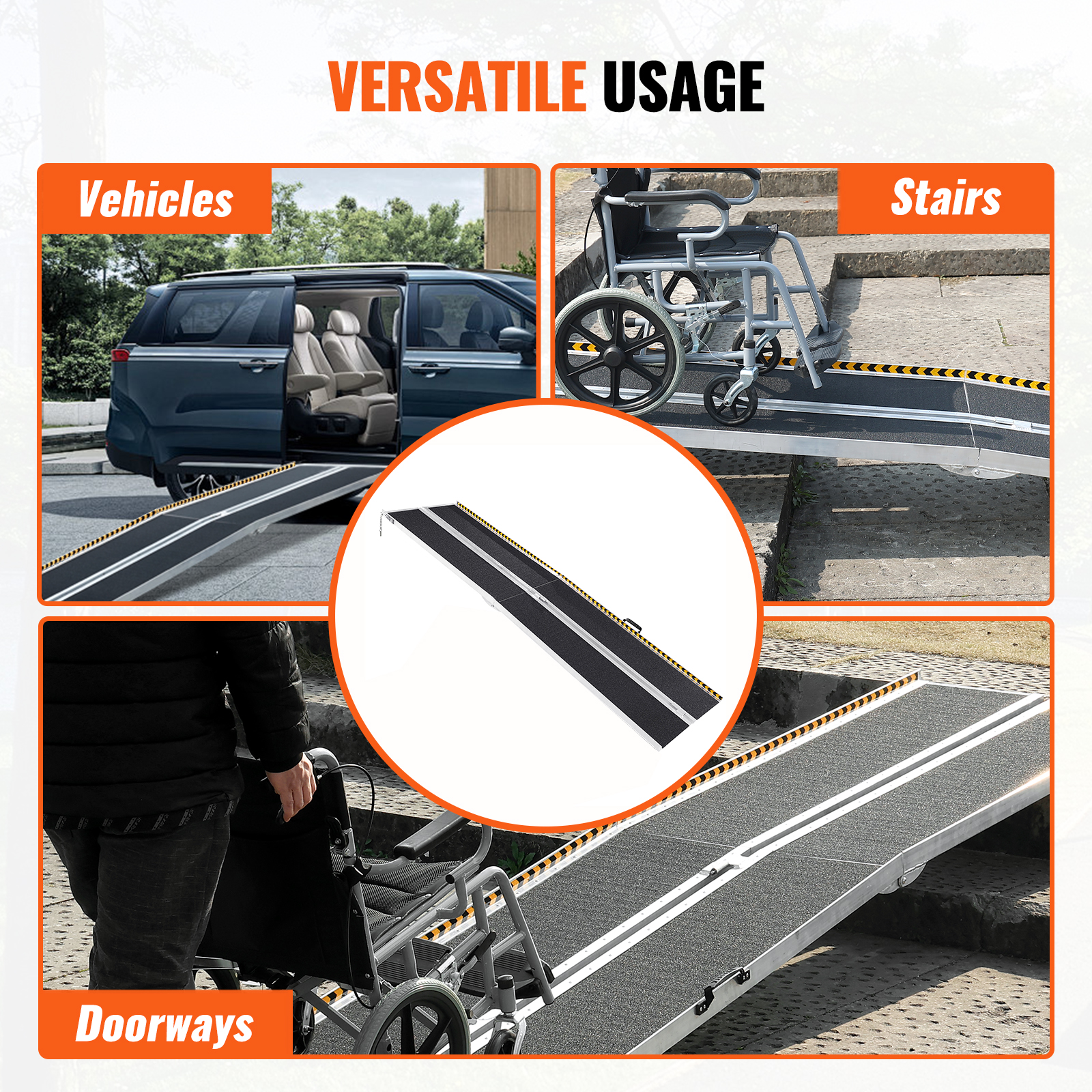 VEVOR Folding Wheelchair ventes exceptionnelles Ramp Portable Aluminum Threshold Ramp 305 cm 363 kg
