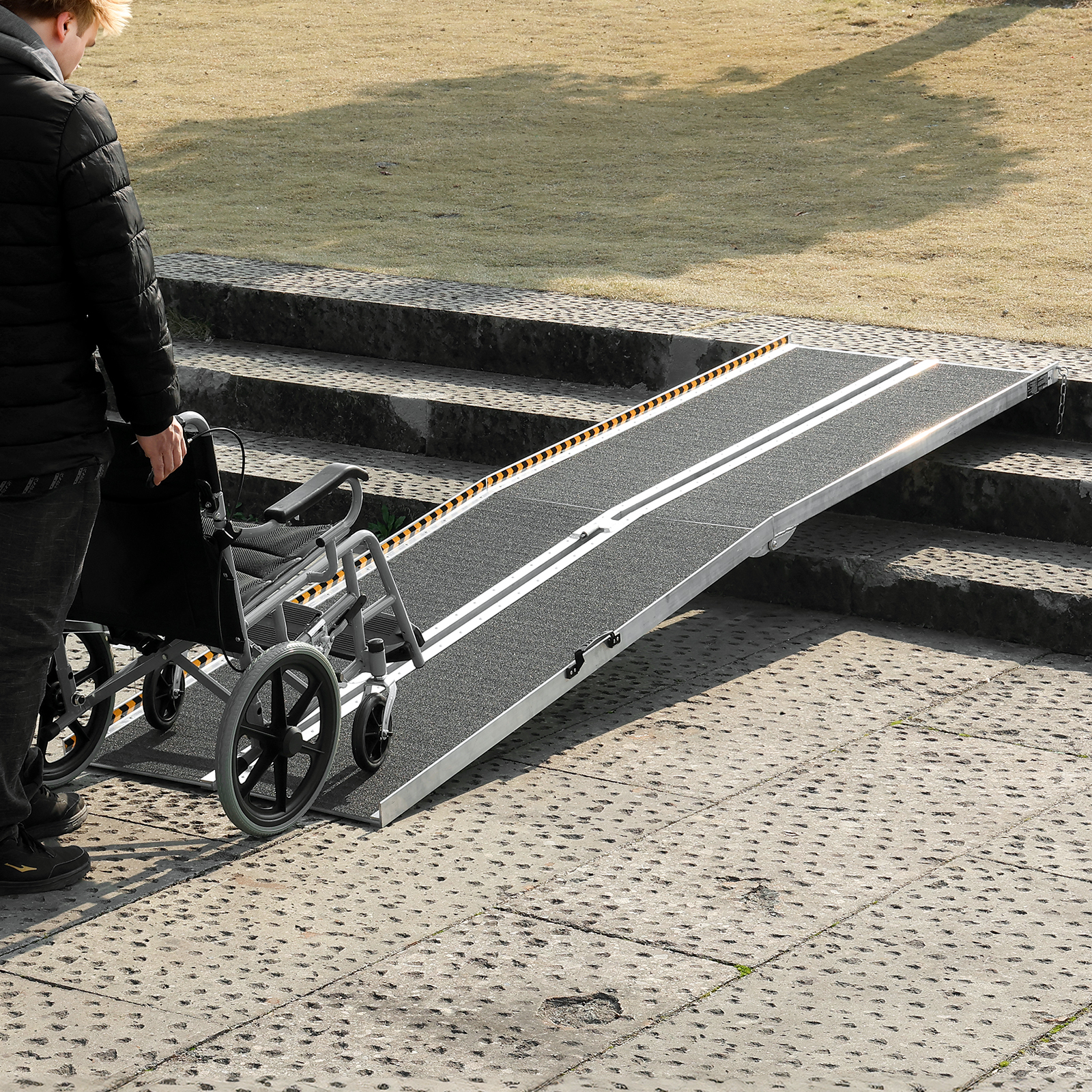 VEVOR Folding Wheelchair Ramp Portable Aluminum Threshold Ramp 305 officiel cm 363 kg