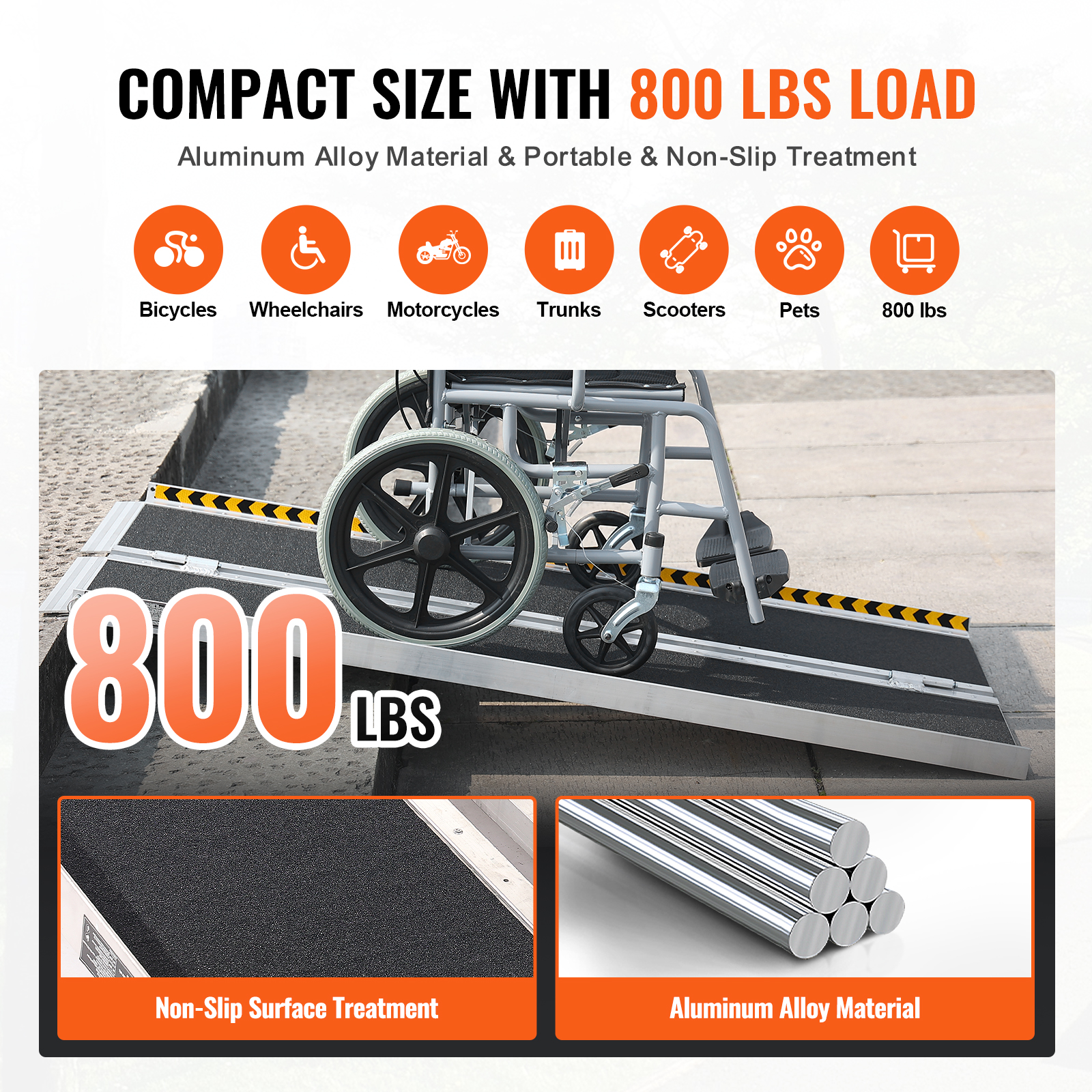 VEVOR Folding Wheelchair Ramp Portable vendre Aluminum Threshold Ramp 305 cm 363 kg