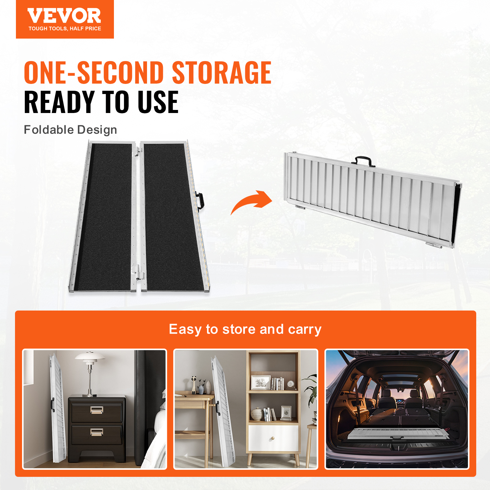 VEVOR Folding Wheelchair Ramp Portable Aluminum Threshold Ramp 305 cm 363 kg vendu