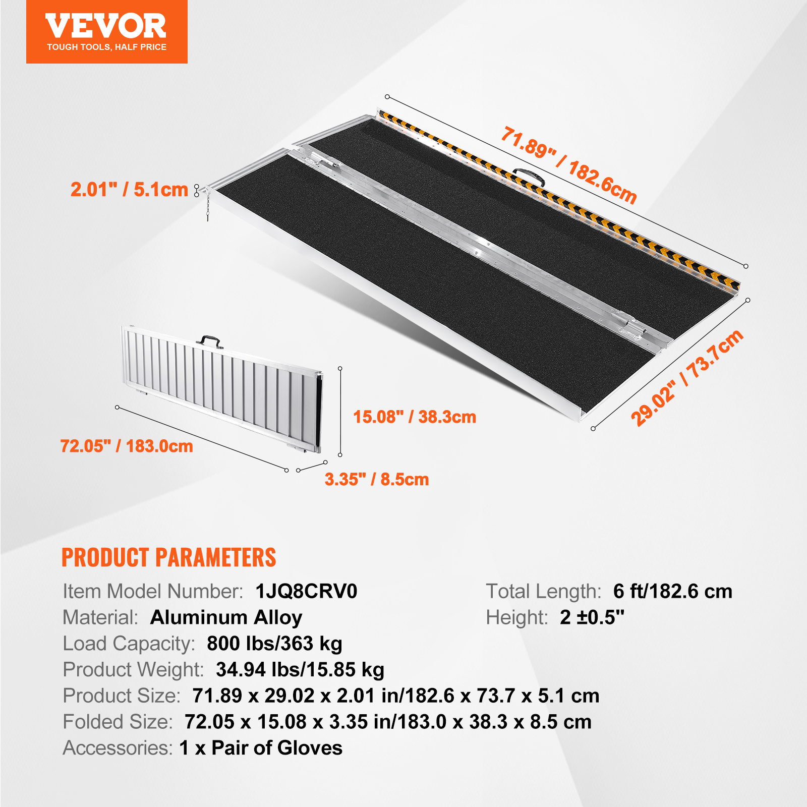 VEVOR Folding Wheelchair Ramp Portable vendre Aluminum Threshold Ramp 305 cm 363 kg