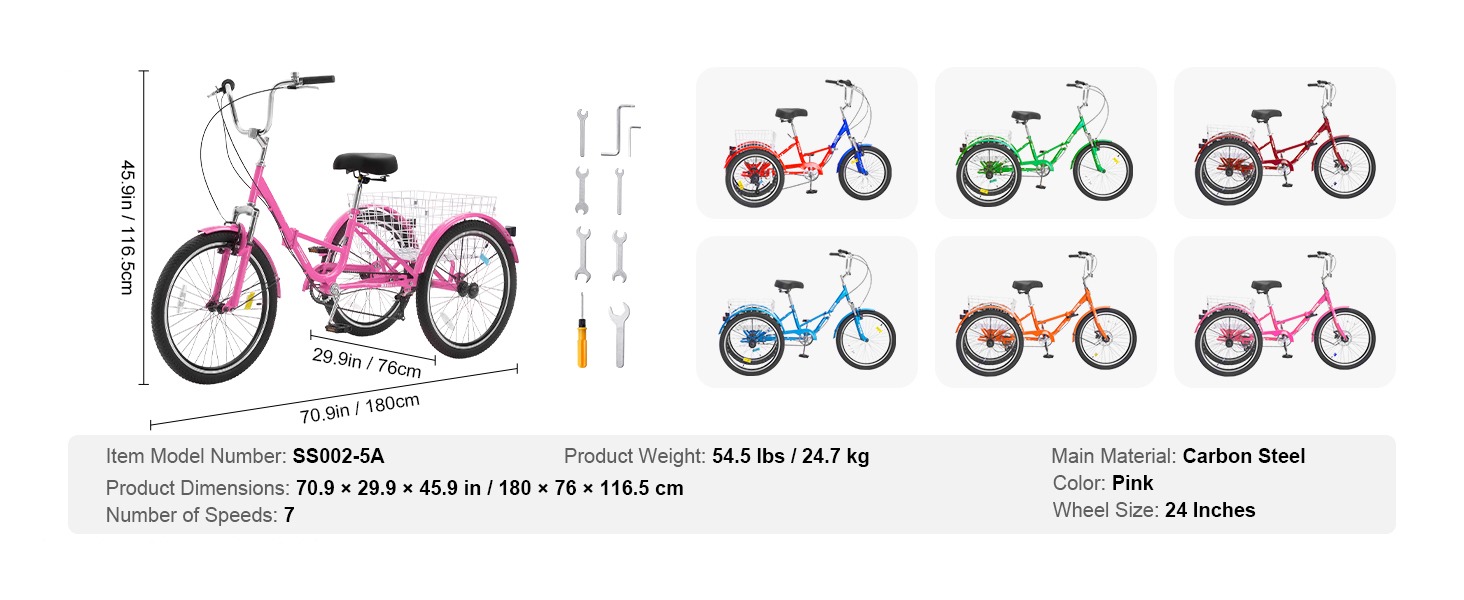 Folding Adult Tricycle,3-Wheel Trikes,Durable