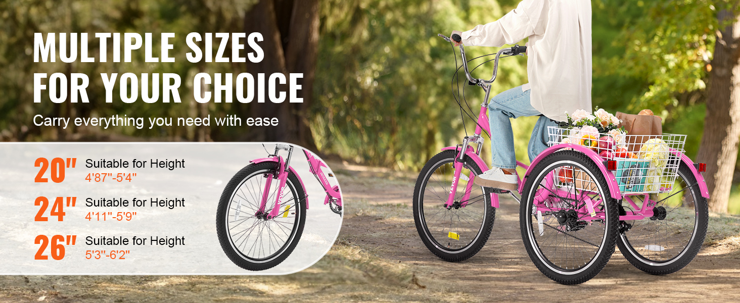 VEVOR Folding Adult Tricycle 26