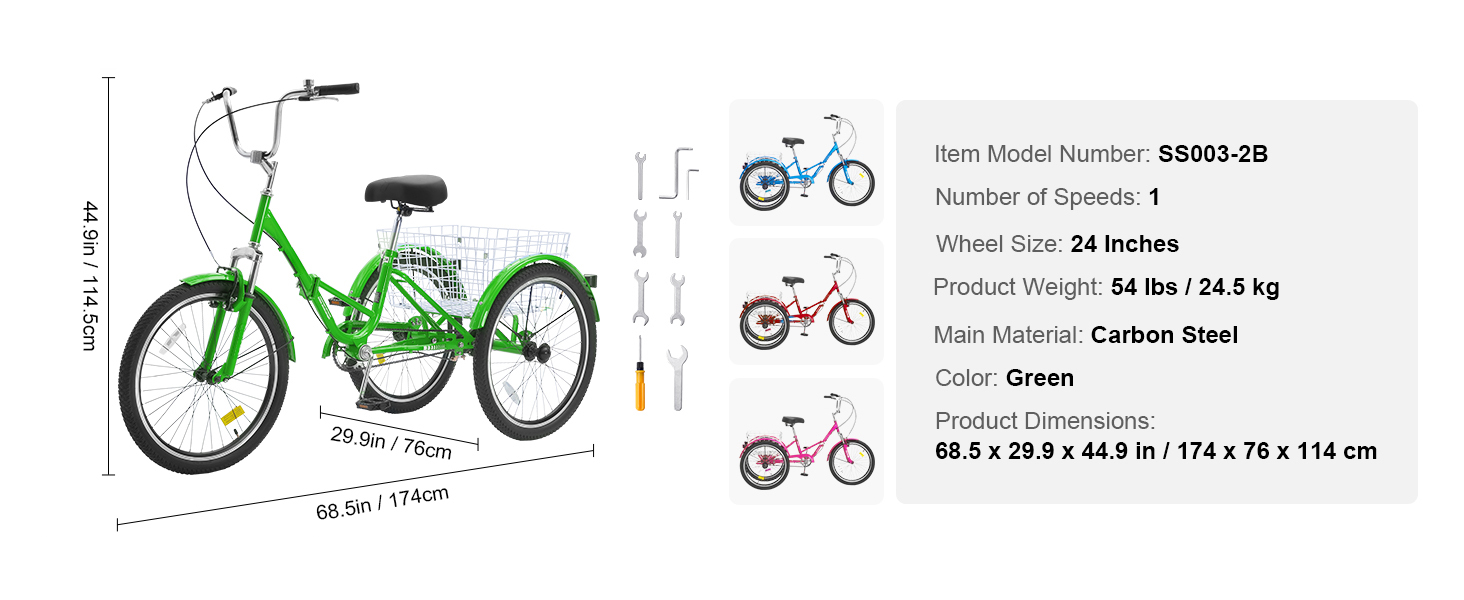 Folding Adult Tricycle,3-Wheel Trikes,Durable