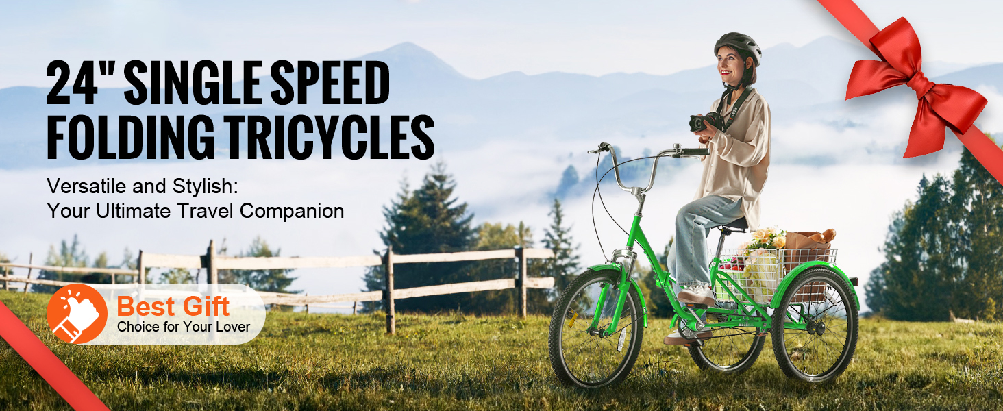 Folding Adult Tricycle,3-Wheel Trikes,Durable