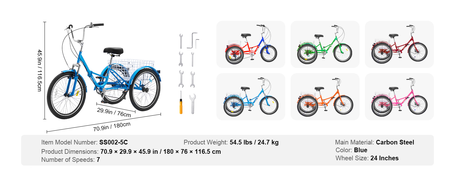 Folding Adult Tricycle,3-Wheel Trikes,Durable