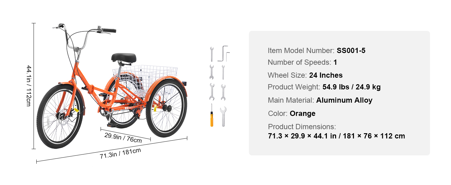 Folding Adult Tricycle,3-Wheel Trikes,Durable