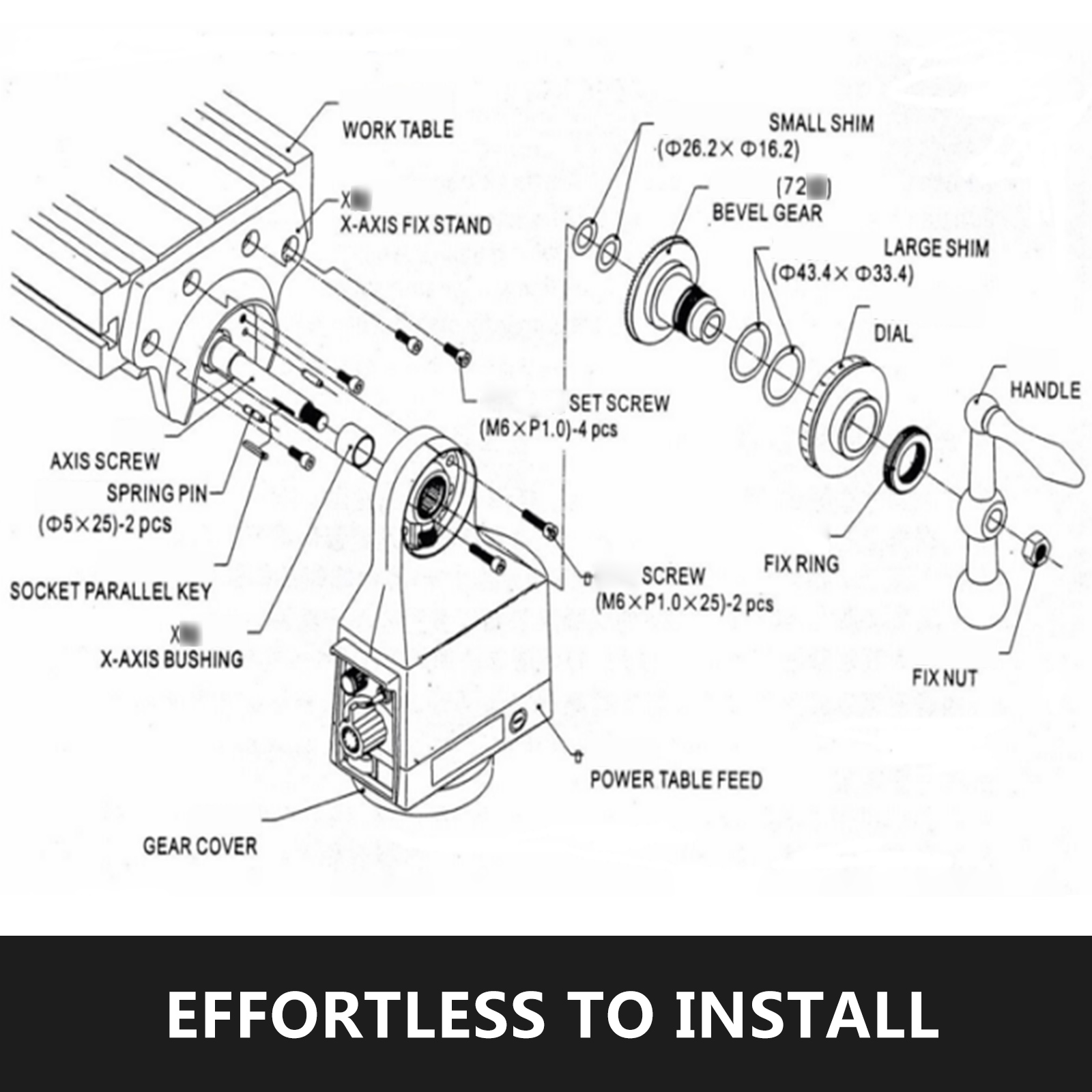 VEVOR Power Feed XAxis Torque 450 inlb Power Feed Milling Machine