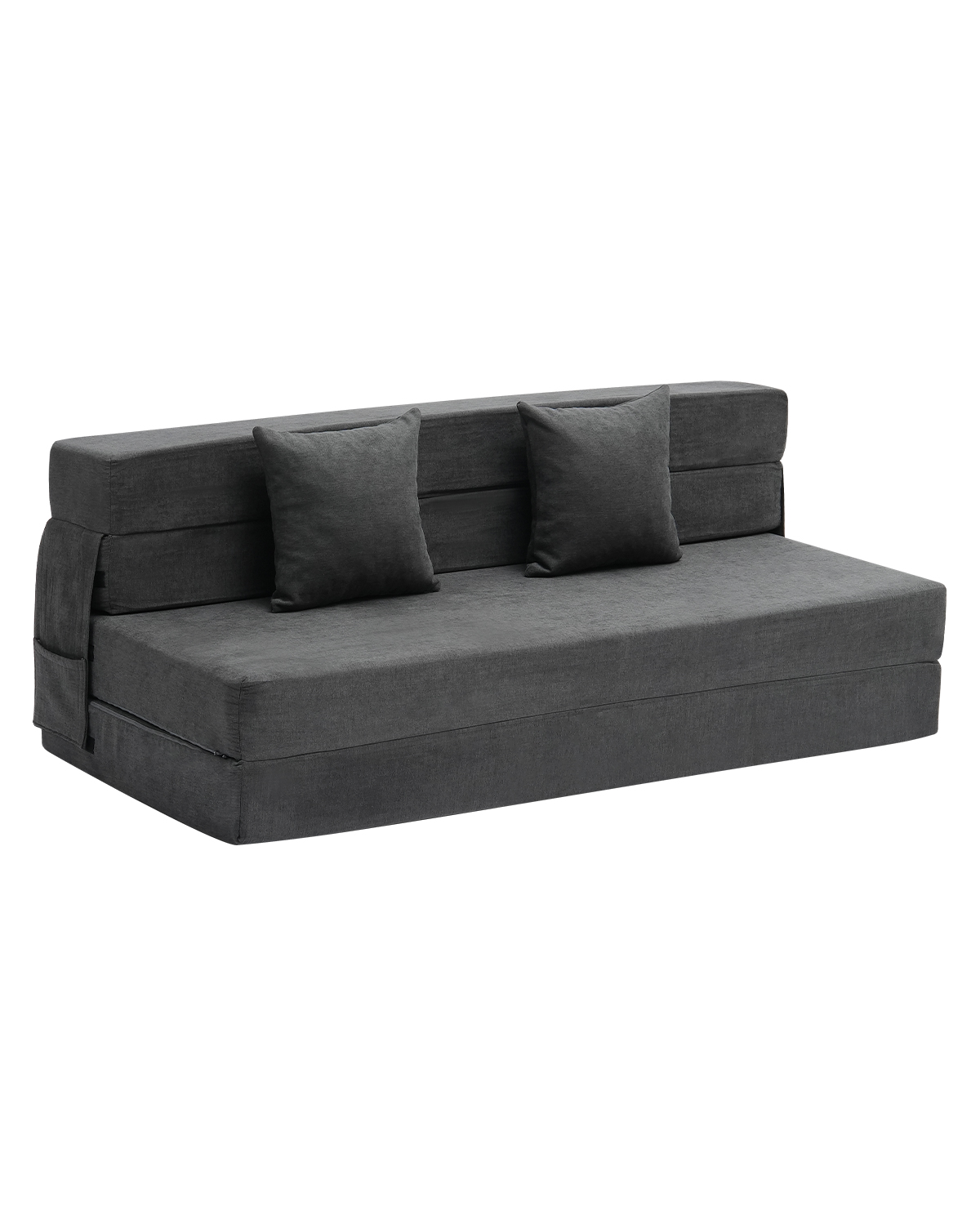 Folding sofa bed,3 pillows,dark grey