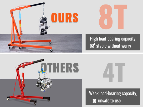 VEVOR Motorheber Motorkran 2t, Werkstattkran + Nivellierer für Motorheber  680 kg, Klappbarer Motorhalter Hochleistungsstahl Motorkran, Werkstatt Kran  Getriebeheber Hebekran Ladekran Orange + Schwarz