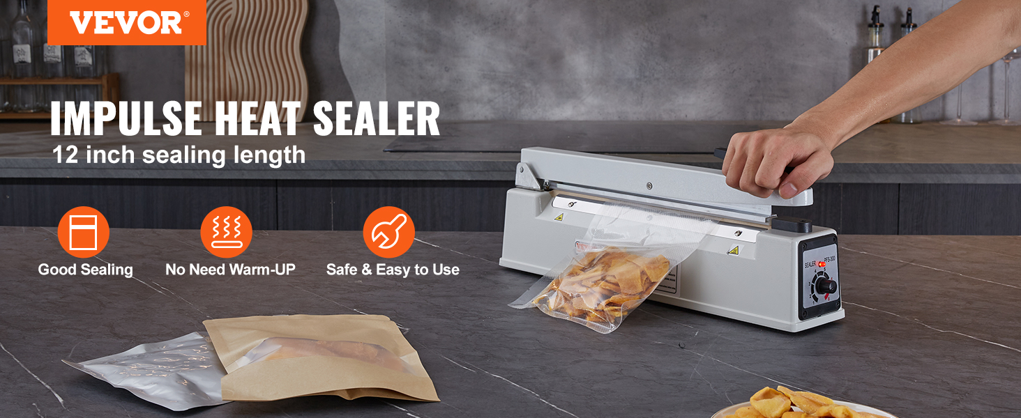 12” Manual Impulse Bag Sealer – UL Listed