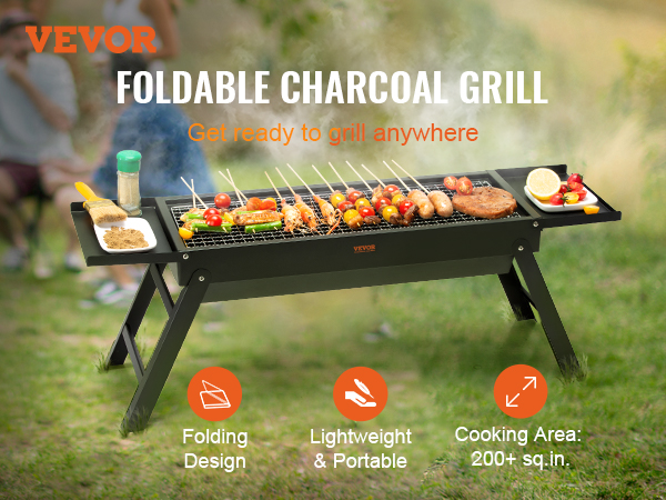 AGM Barbecue Grill, Charcoal Grill Folding Portable Lightweight Barbecue Grill Tools for Outdoor Grilling Cooking Camping Hiking Picnics Tailgating