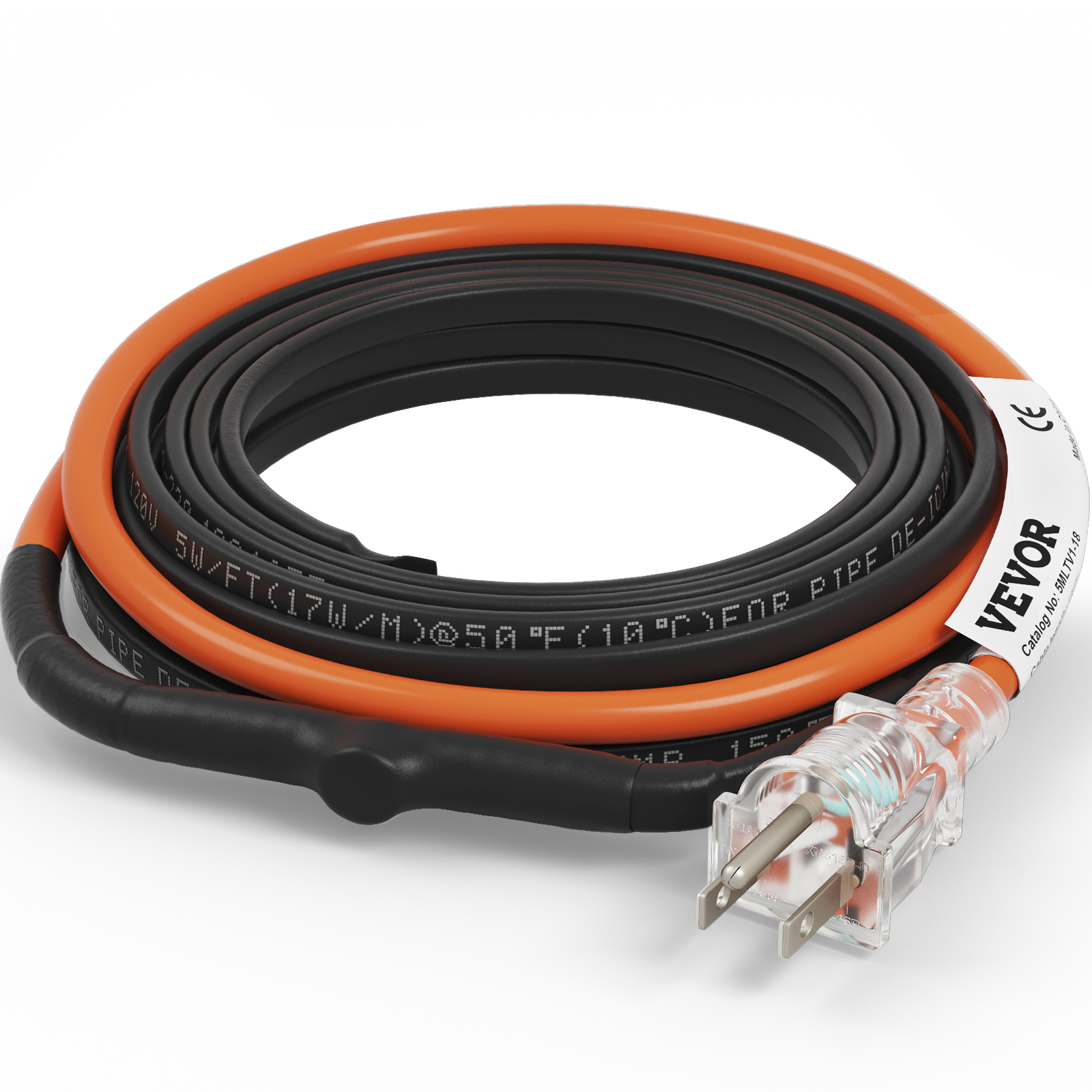 VEVOR Self-Regulating Pipe Heating Cable, 100-feet 5W/ft Heat Tape for  Pipes Freeze Protection, Protects PVC Hose, Metal and Plastic Pipe from