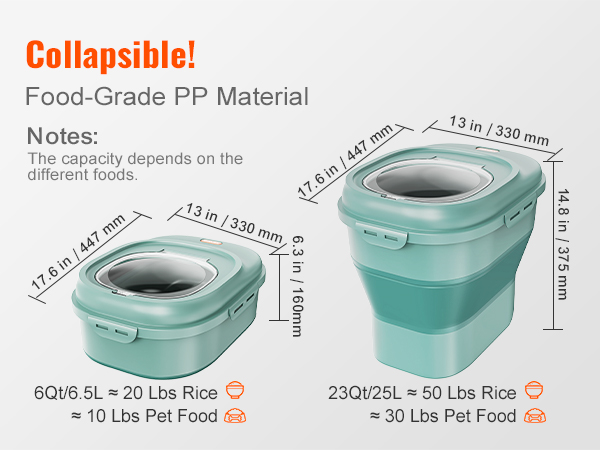 Collapsible Dog Food Storage Container, 30 Lb Pet Cat Pantry Plastic Large  Containers Bin with Wheels Airtight Lids Locking Bowl, 50 Lb Kitchen Cereal