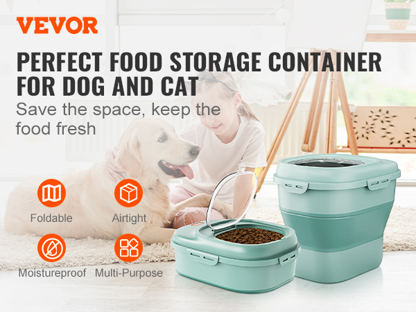 VEVOR Collapsible Dog Food Storage Container 50 lbs. Capacity Large  Dispenser Bin with Attachable Casters ZDXMX16525LFY5V7TV0 - The Home Depot