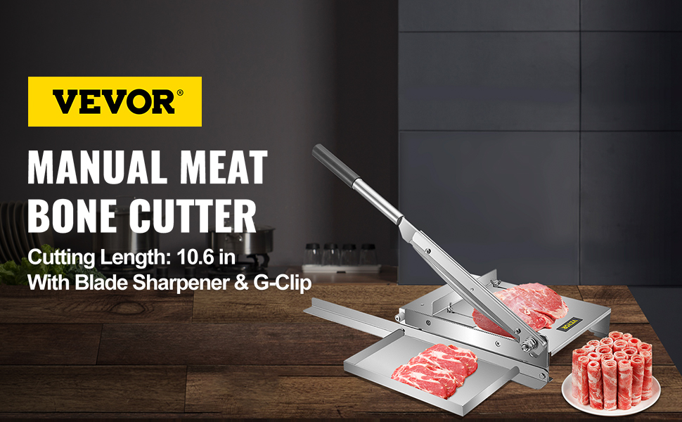 VEVOR Manual Meat Slicer, Meat Bone Cutter w/ 10.6" Long Blade, Beef